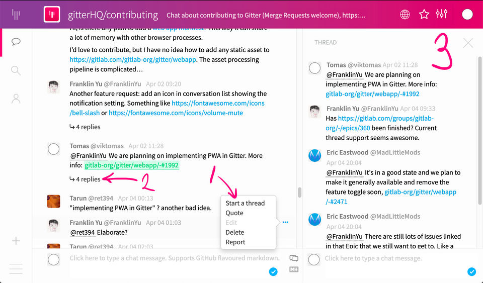 Gitter screenshot 1