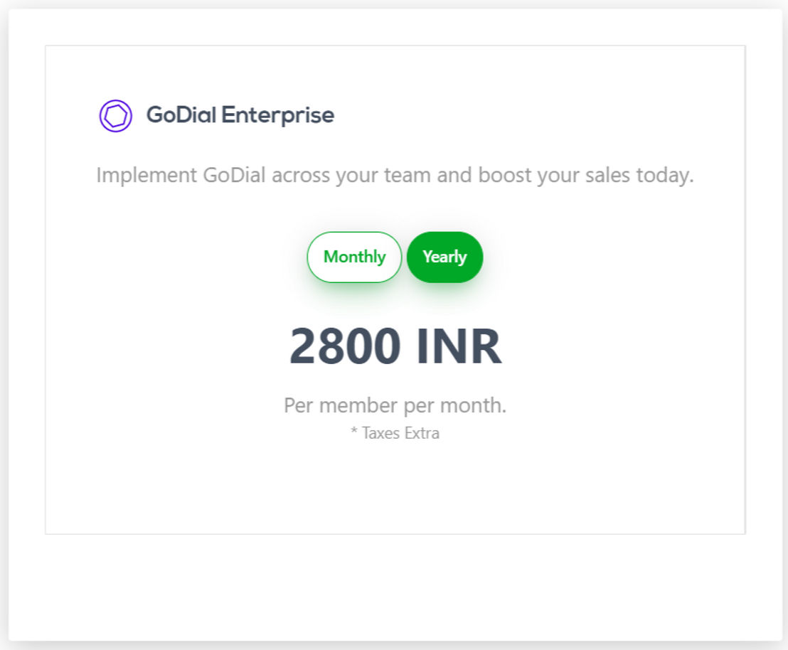 GoDial pricing 1