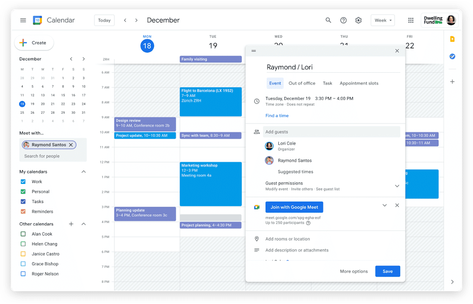Google Calendar screenshot 1