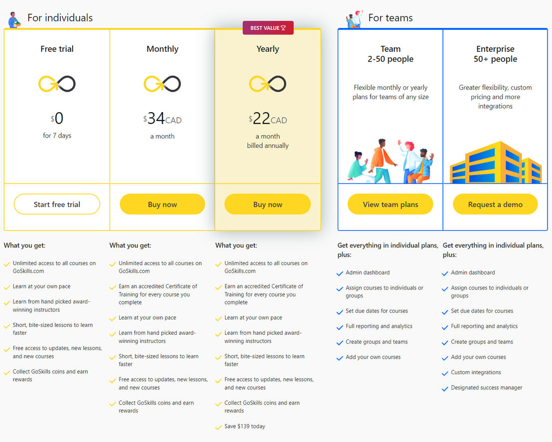 GoSkills pricing 1