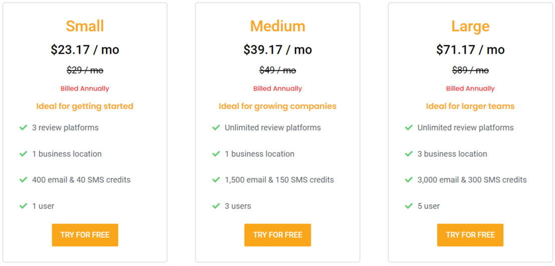 Grab Your Reviews pricing 2