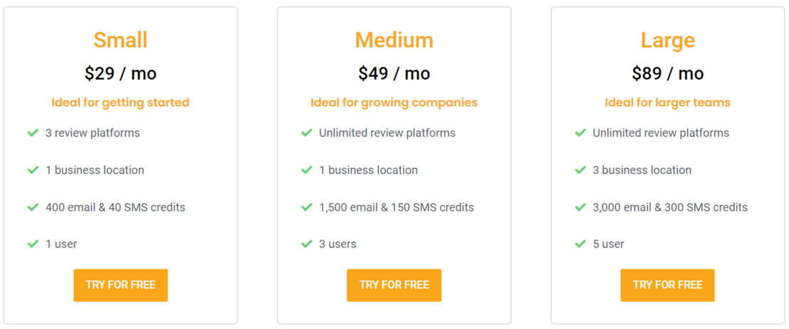 Grab Your Reviews pricing 1