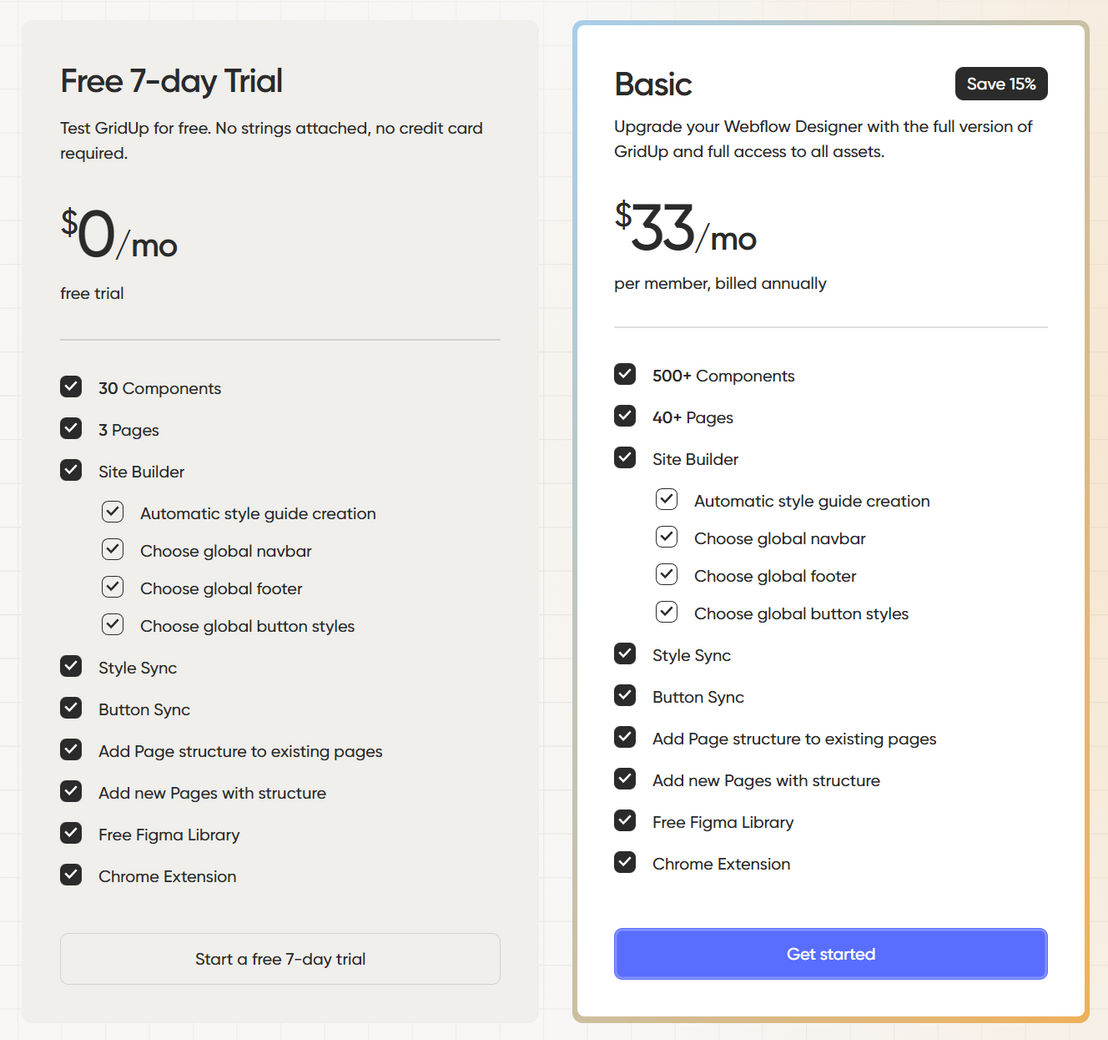 GridUp pricing 1