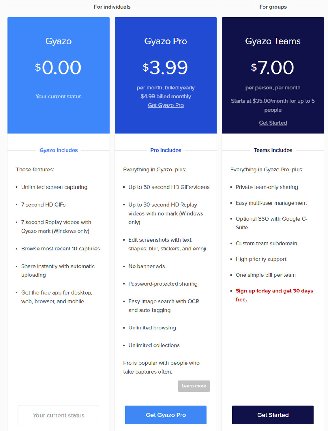 Gyazo pricing 1