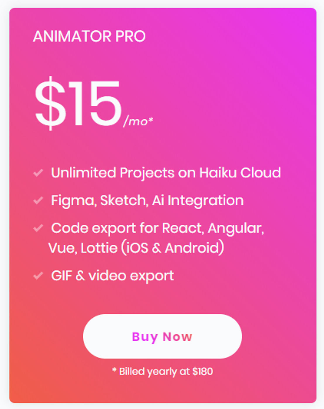 Haiku Animator pricing 1