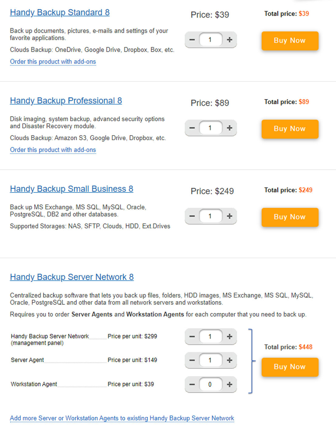 Handy Backup pricing 1