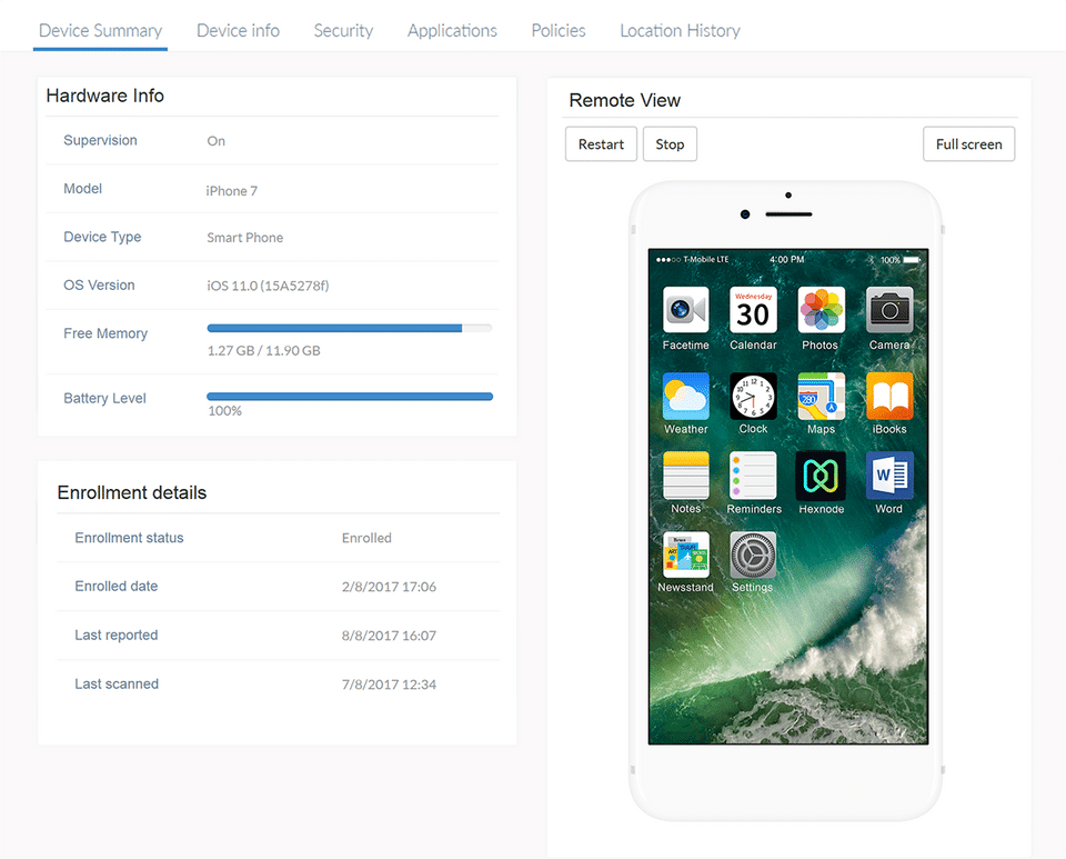 Hexnode MDM screenshot
