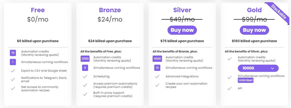 Hexomatic pricing 1