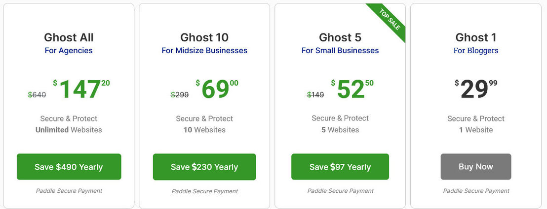 Hide My WP Ghost pricing 1