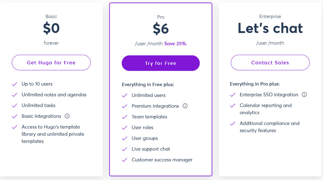 Hugo pricing 2