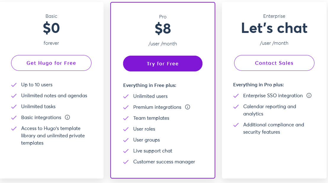 Hugo pricing 1