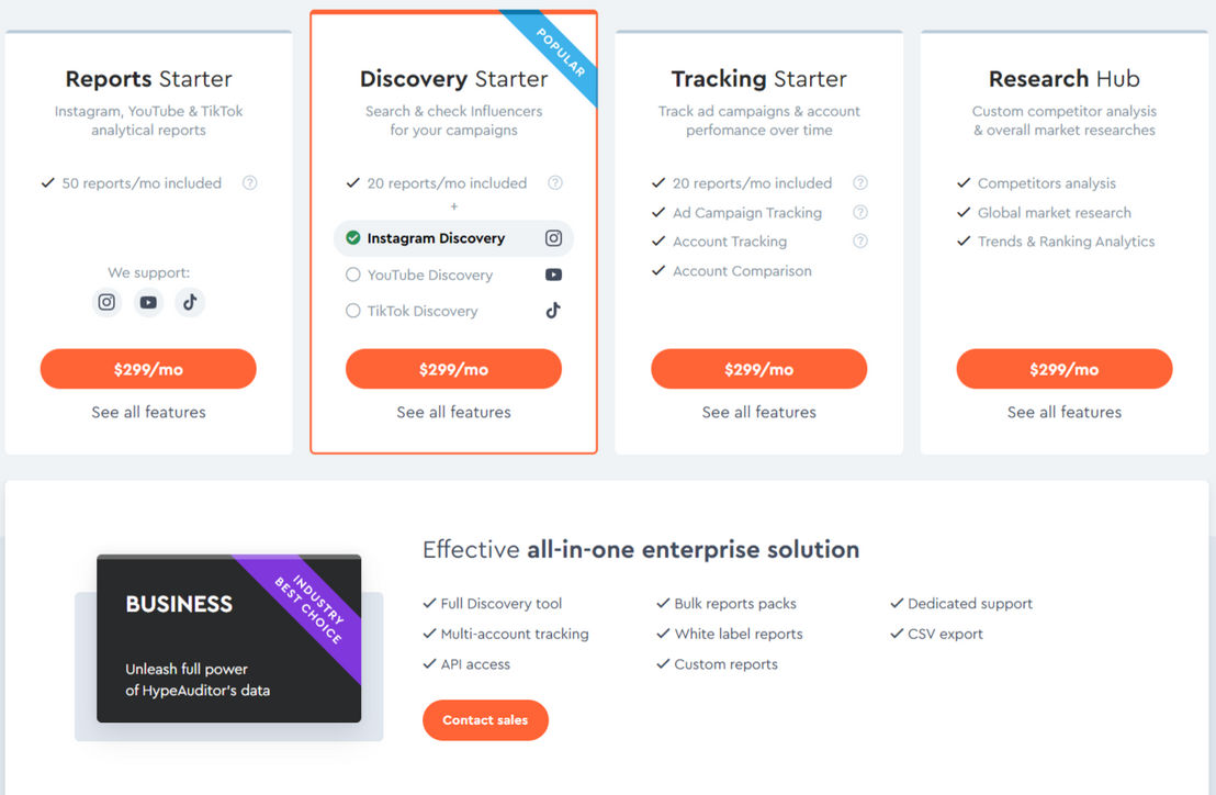 HypeAuditor pricing 1