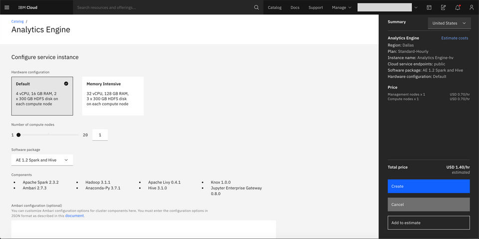 IBM Analytics Engine screenshot 1