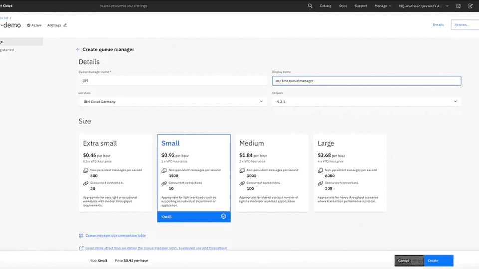 IBM MQ on Cloud screenshot
