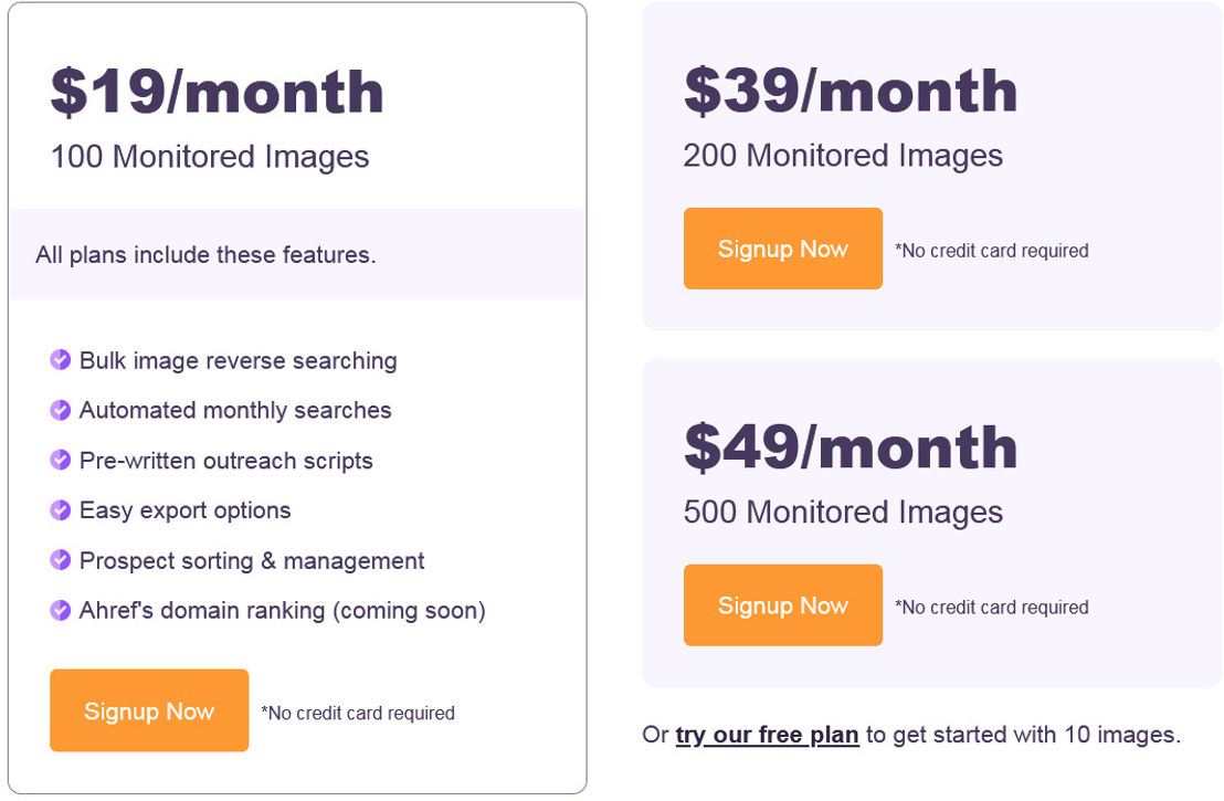 Image Prospector pricing 1