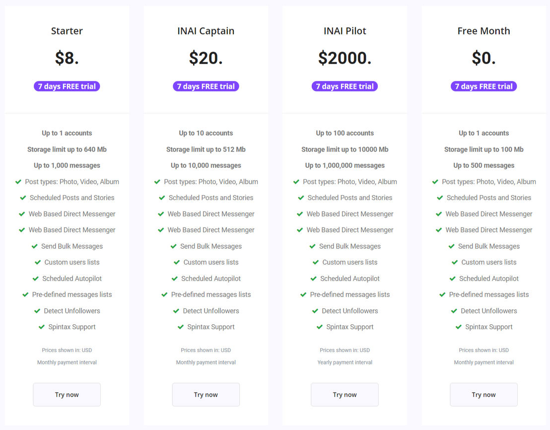 INAI Direct pricing 1