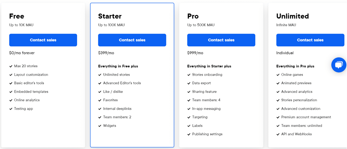 InAppStory pricing 1