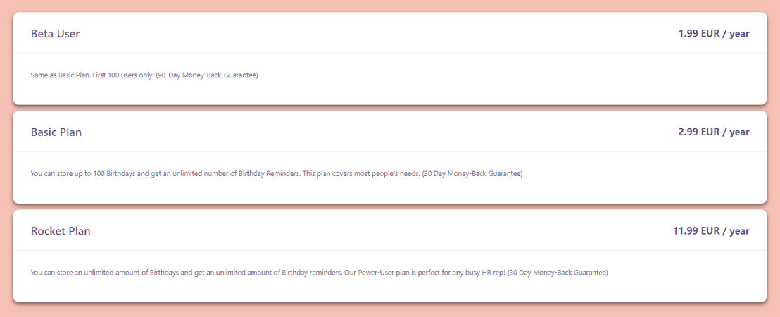 Inboxbirthdays pricing 1