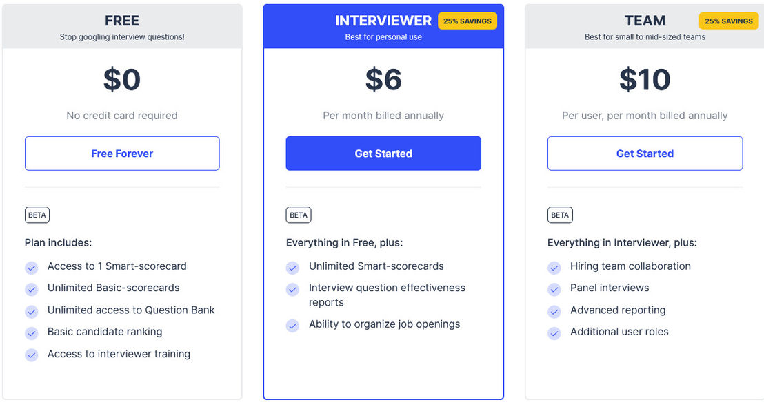 InterviewIA pricing 2