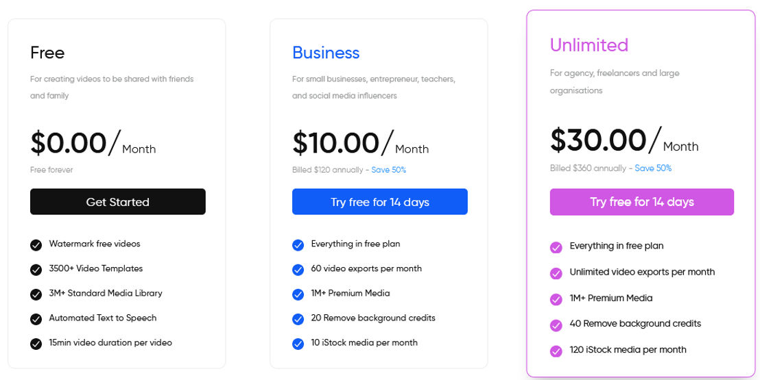 InVideo pricing 1