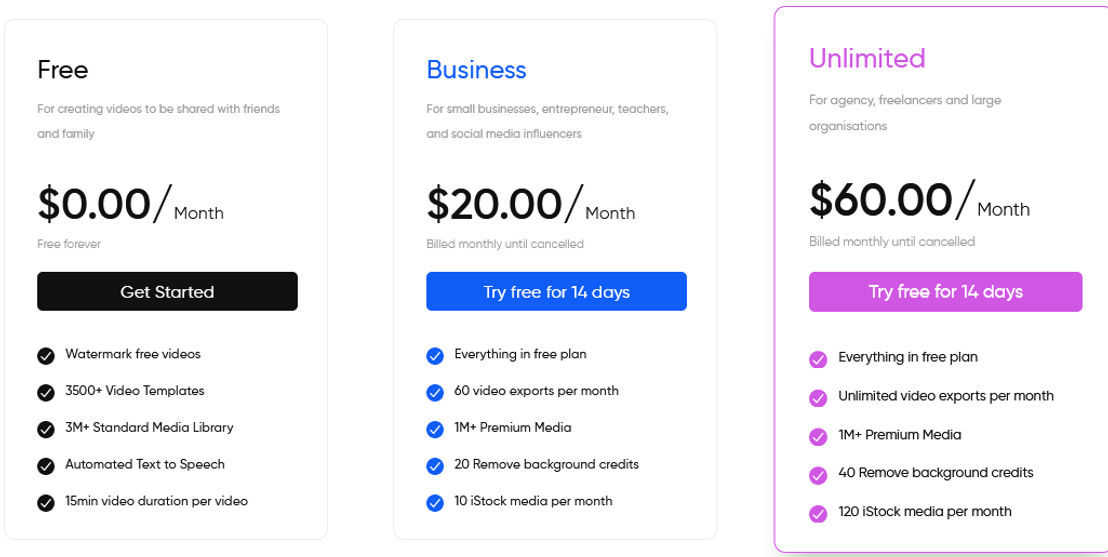 InVideo pricing 2