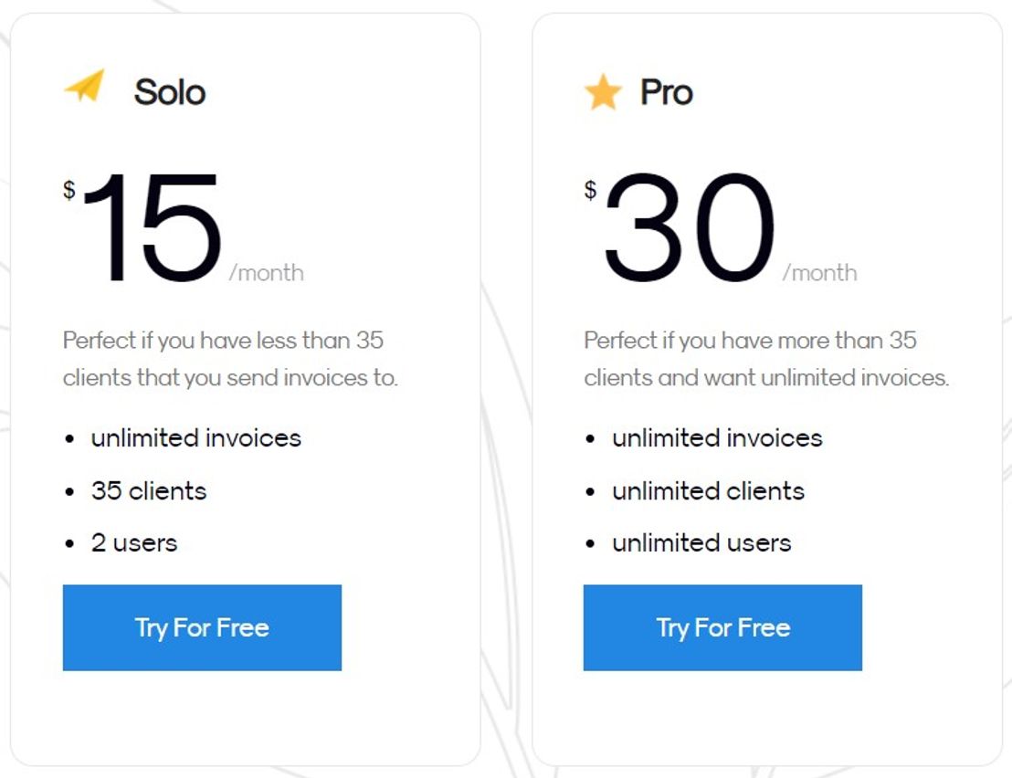InvoiceBerry pricing 1