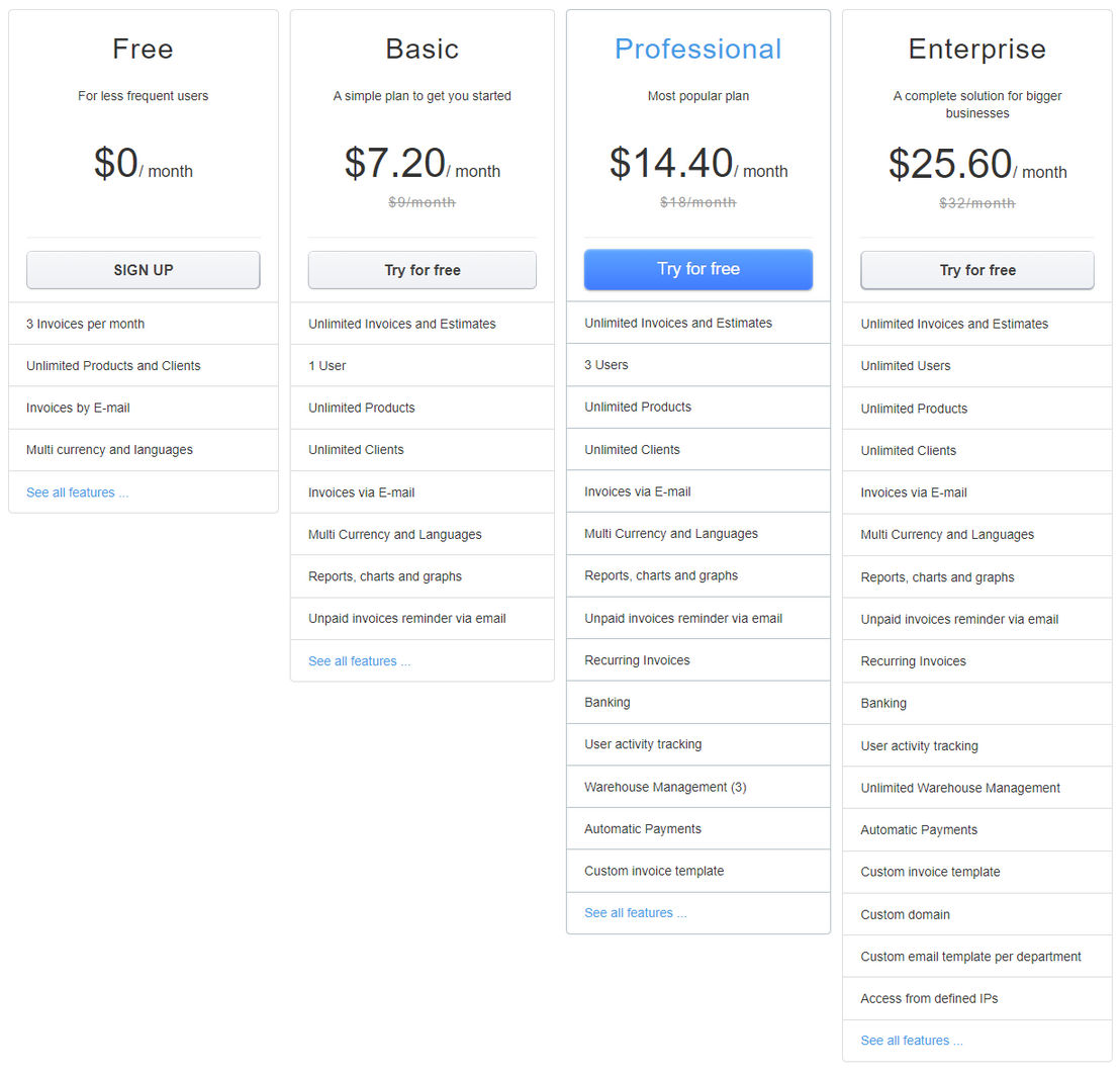 InvoiceOcean pricing 1
