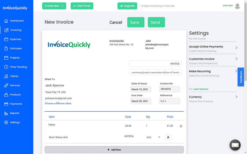 Invoice Quickly screenshot