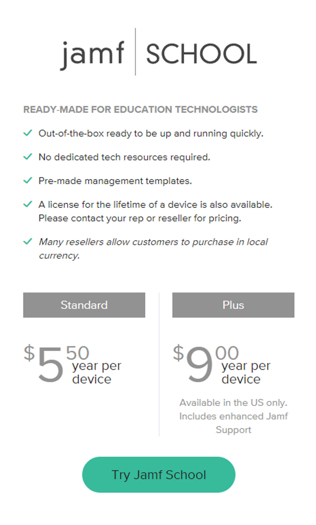 Jamf School pricing 1