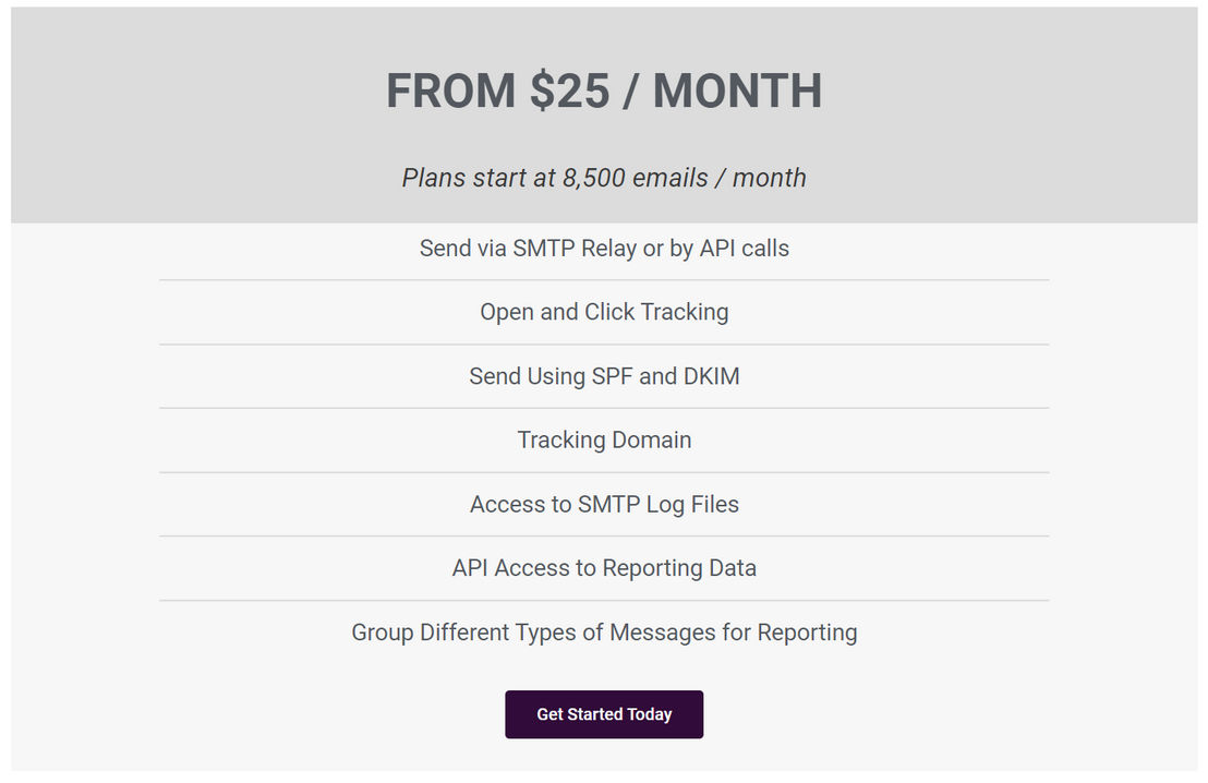 JangoSMTP pricing 1