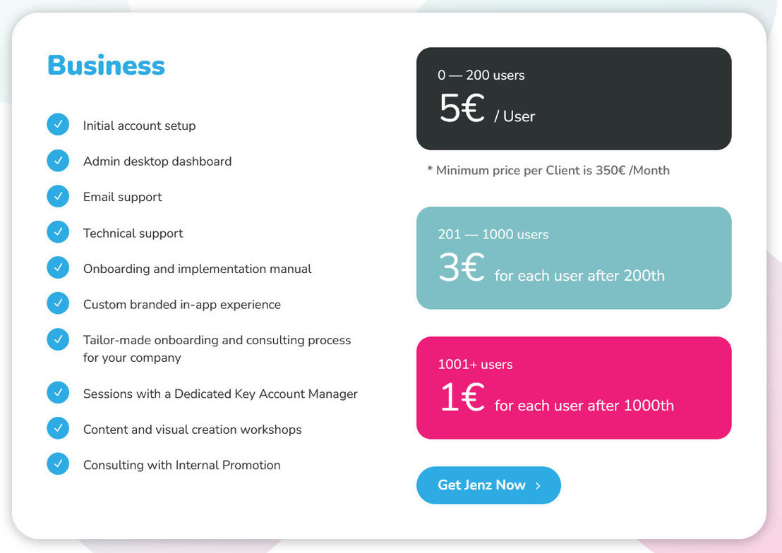 Jenz pricing 1