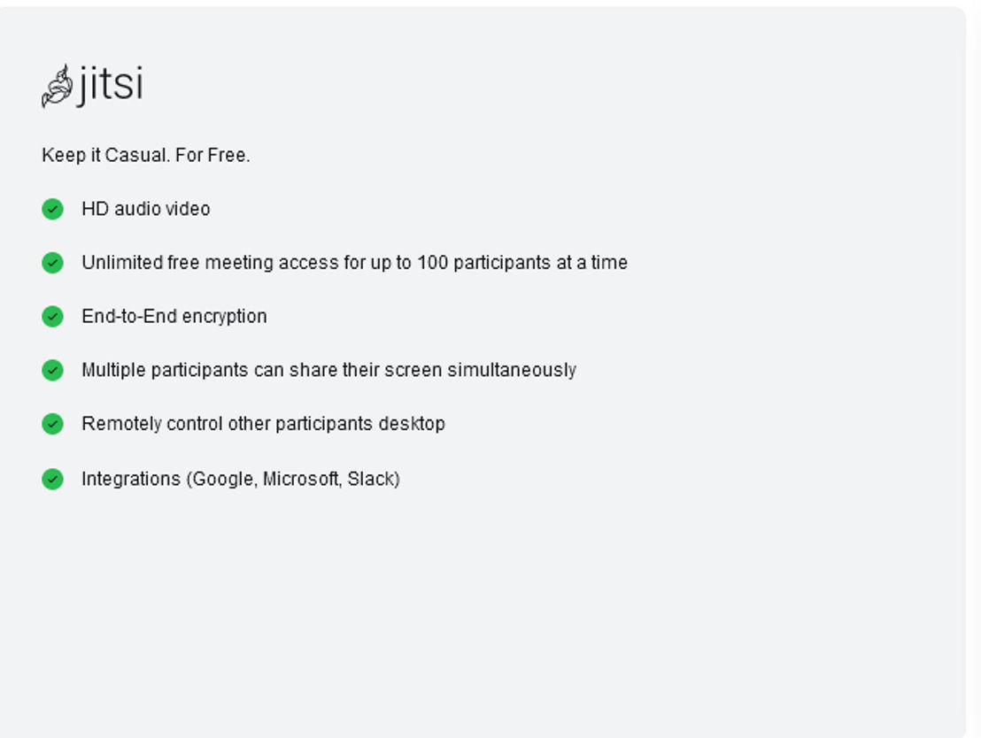 Jitsi Meet pricing 1