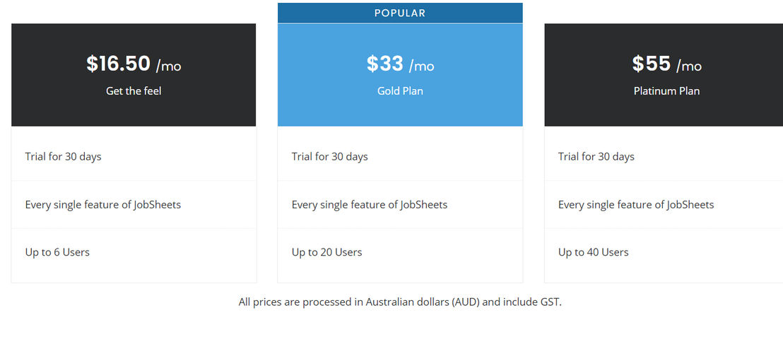 JobSheets pricing 1