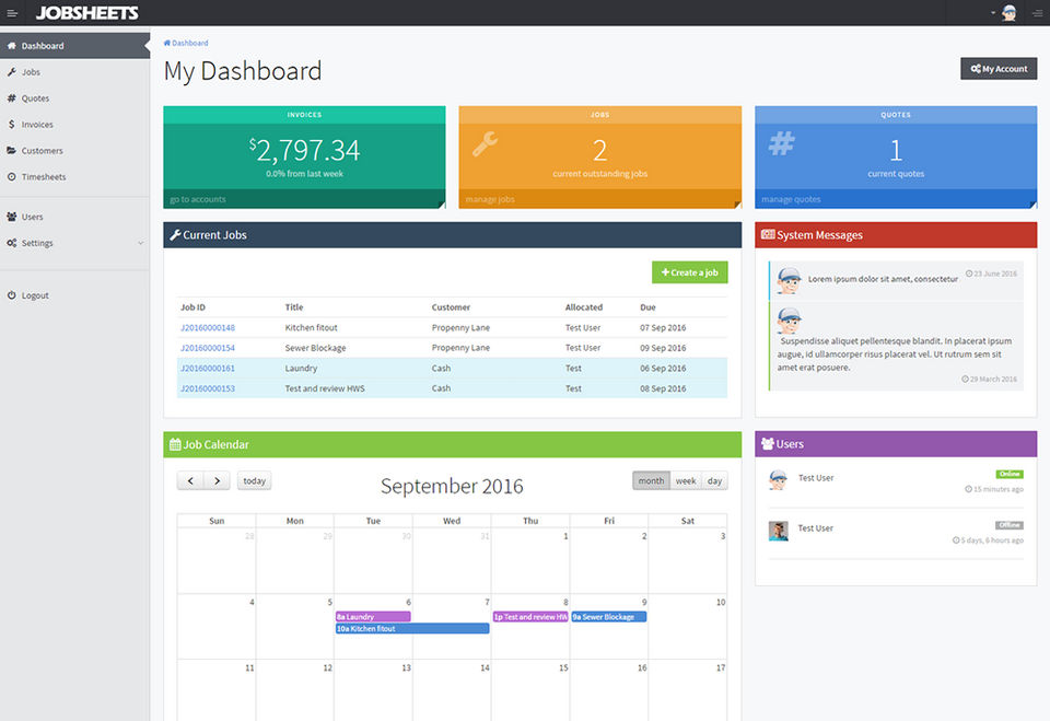 JobSheets screenshot 2
