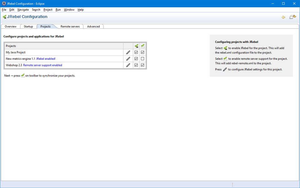 JRebel screenshot 2