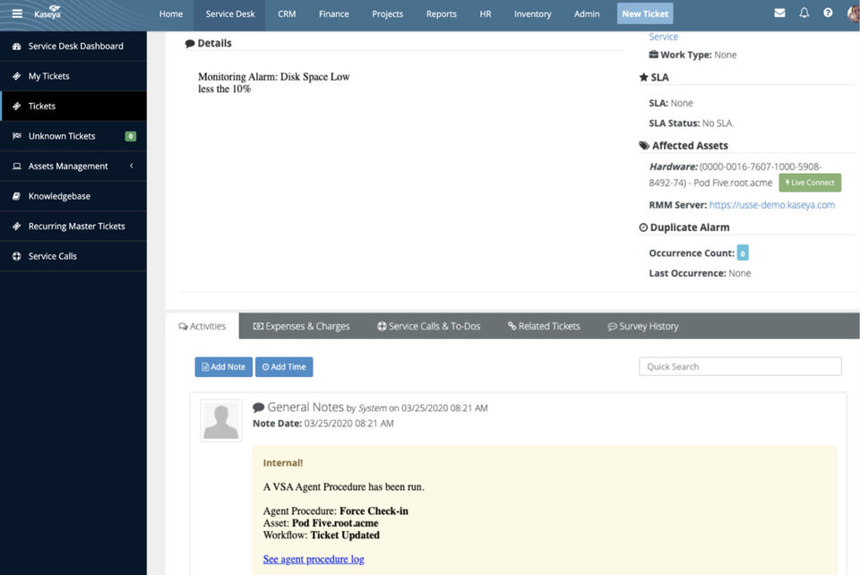 Kaseya BMS screenshot 3