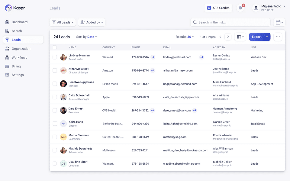 Kaspr screenshot 1