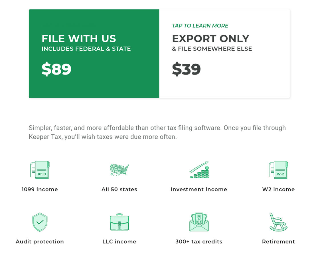 Keeper Tax pricing 1