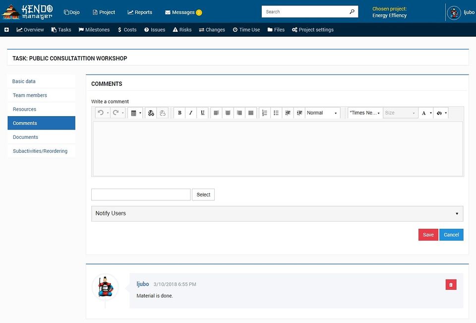 Kendo Manager screenshot