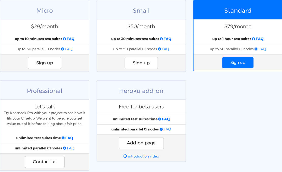 Knapsack Pro pricing 1