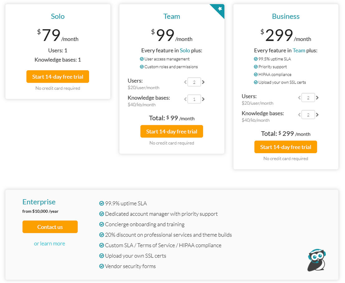 KnowledgeOwl pricing 1