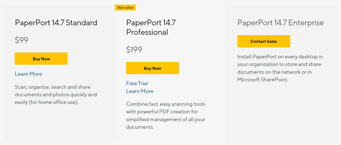 Kofax PaperPort pricing 1