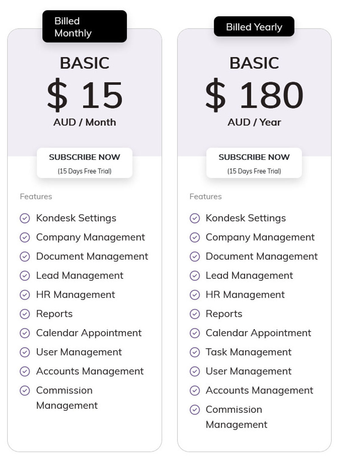 KONDESK pricing 1