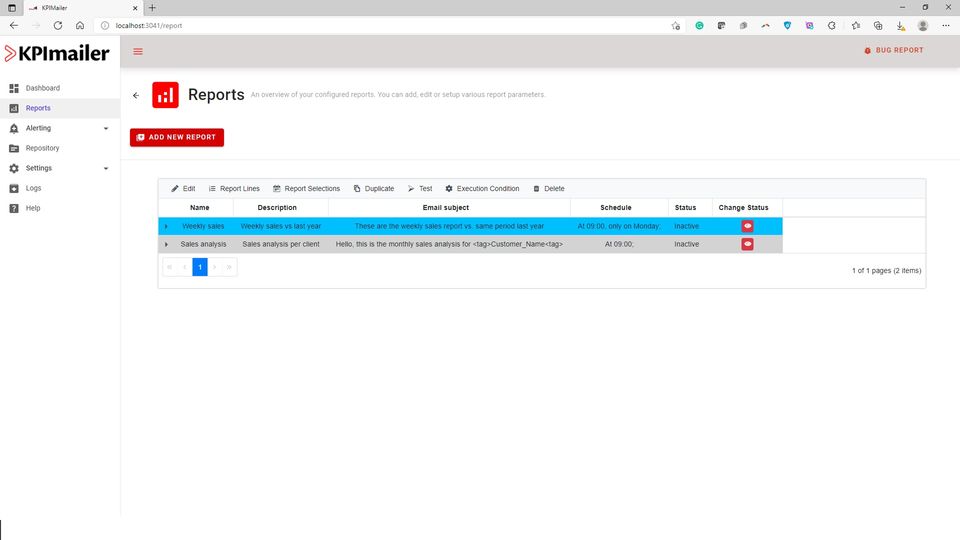 KPImailer screenshot 2