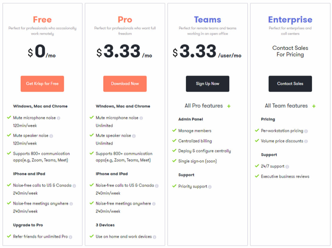 Krisp pricing 1