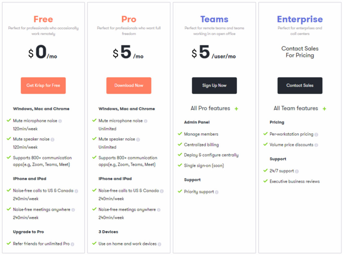 Krisp pricing 2