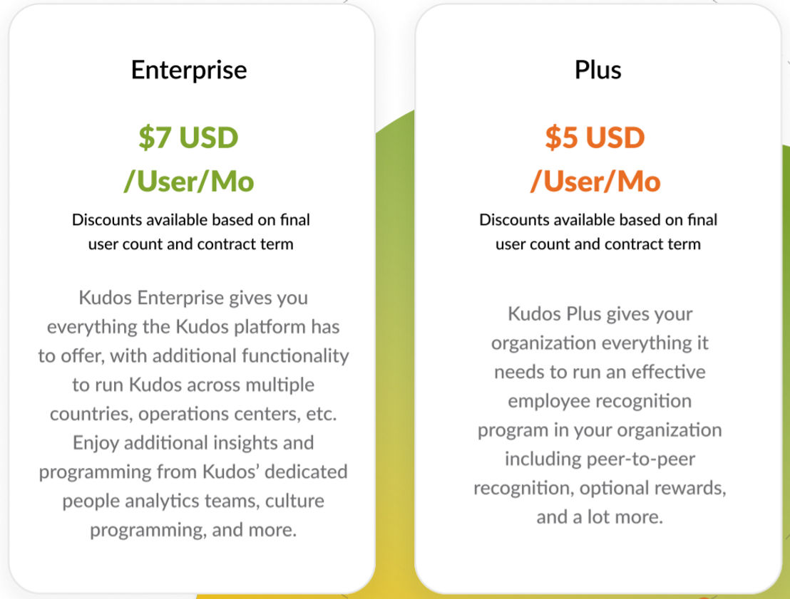 Kudos pricing 1