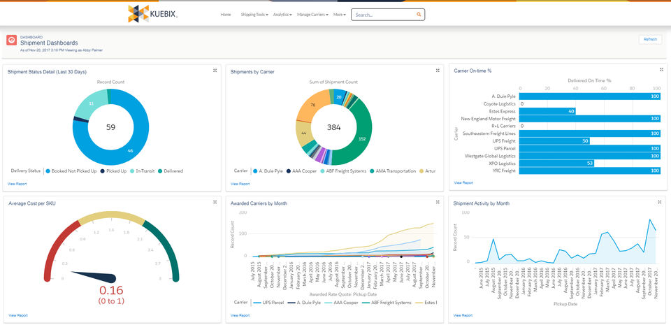 Kuebix TMS screenshot 1