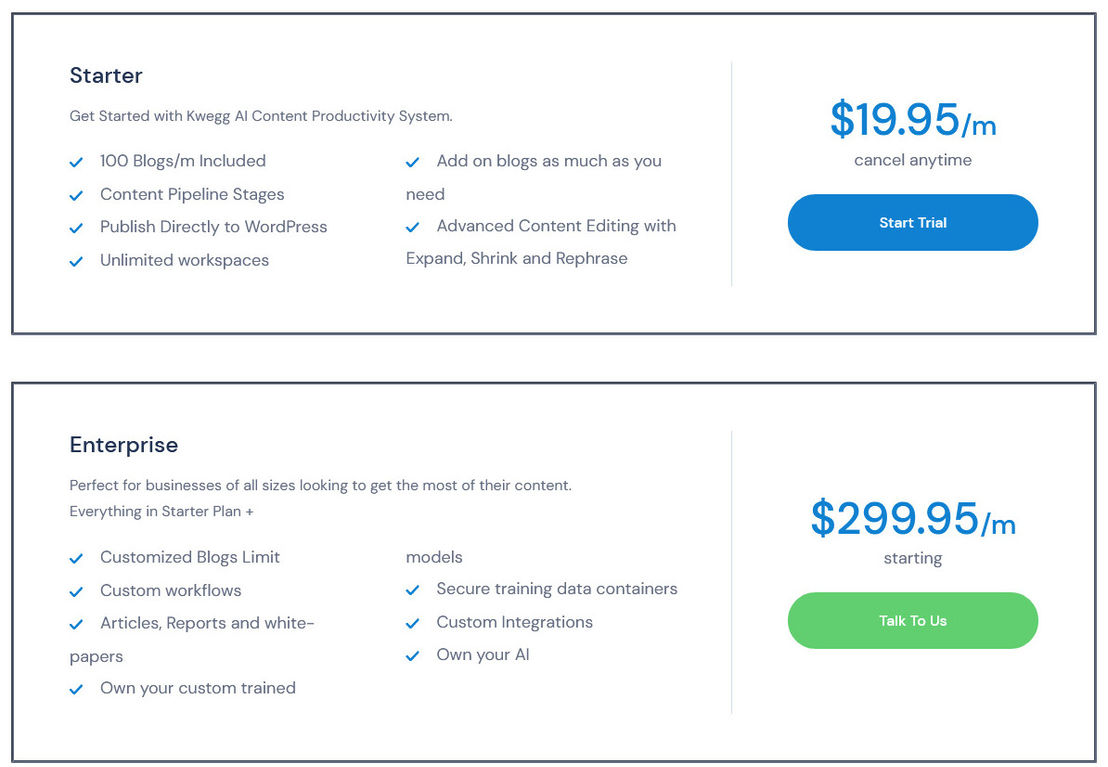 Kwegg pricing 1