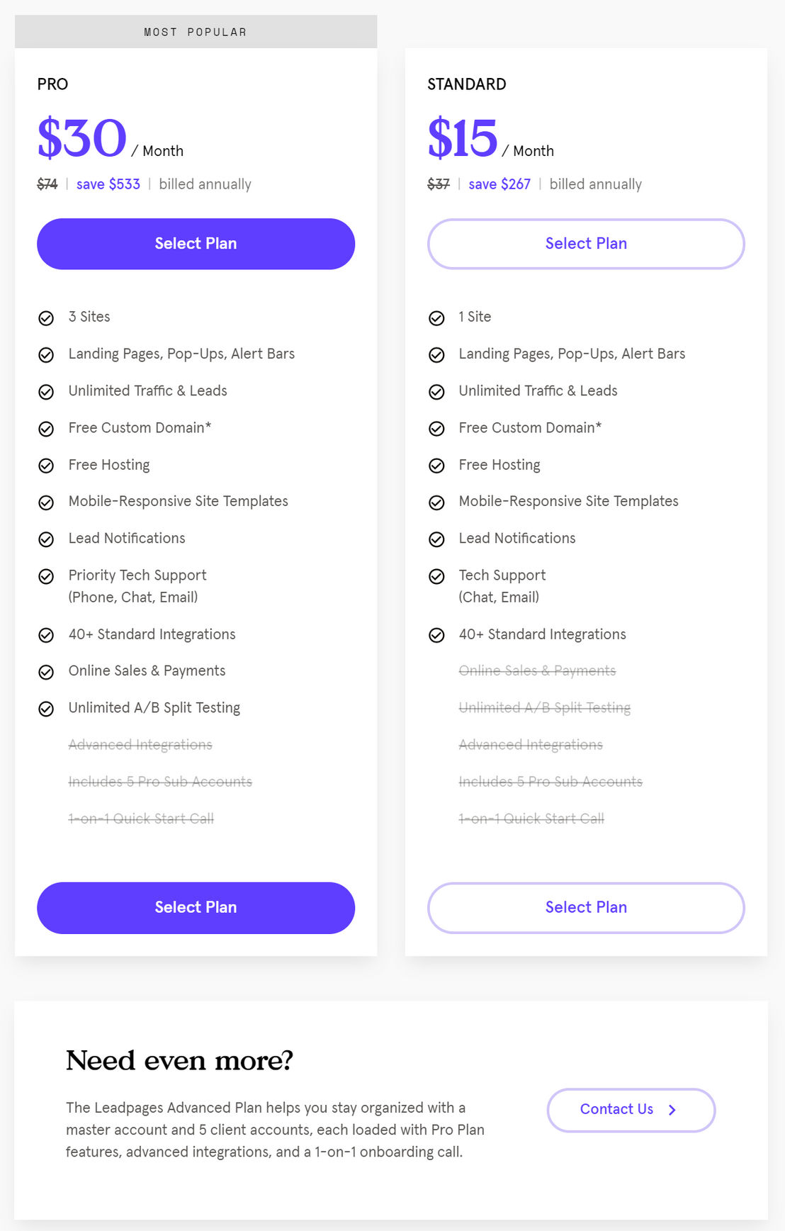 Leadpages pricing 1